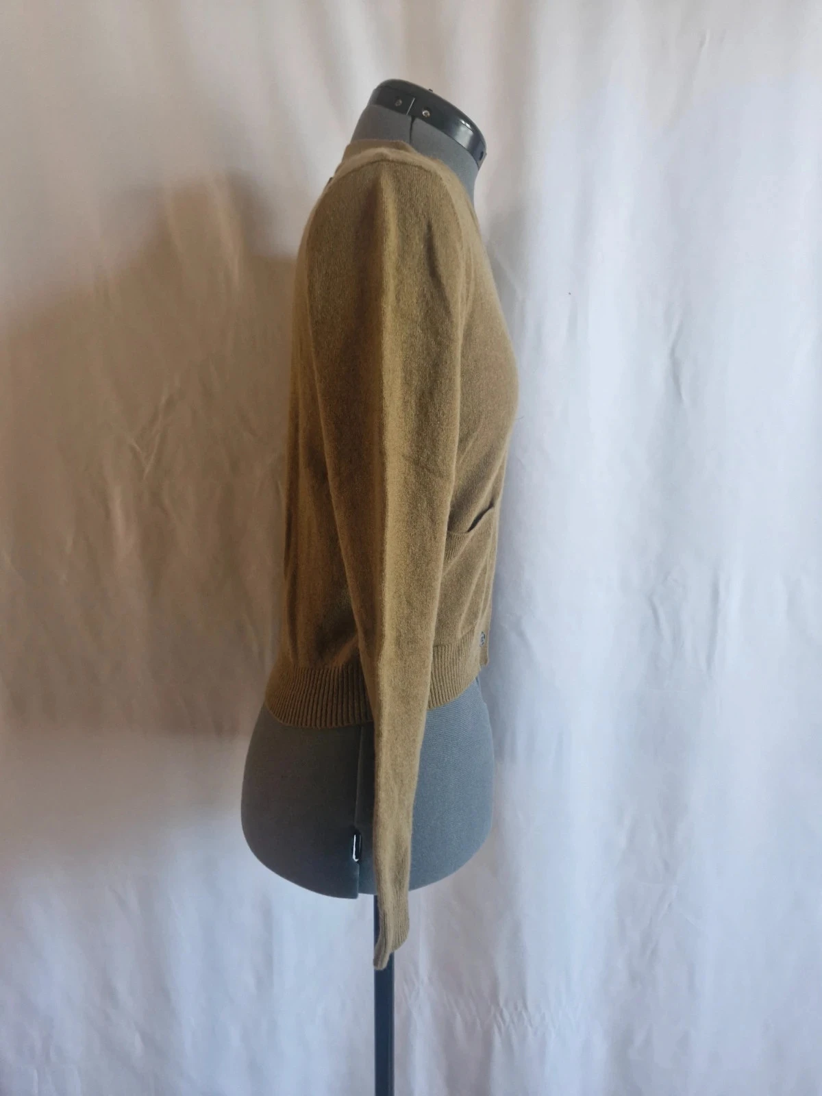Gilet Zara 100 % lana color caqui – Talla S – Cardigan de punto fino – photo 3